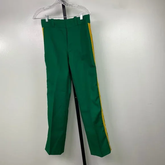 Vintage Pants Vintage Green Marching Band Uniform Pants Yellow
